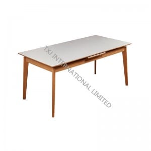 OEM Factory for Tempered Glass Tv Stand -<br />
 FALSTER-DT Ceramic Extension Table With Solid Wood Leg - TXJ