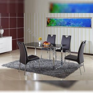 Manufacturing Companies for Wooden Furniture Lcd Tv Stand -<br />
 TD-1223 Black tempered glass dining table, with chroming frame - TXJ