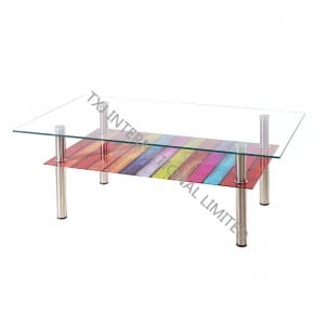 BT-1436 Tempered Glass Coffee Table With Metal Frame