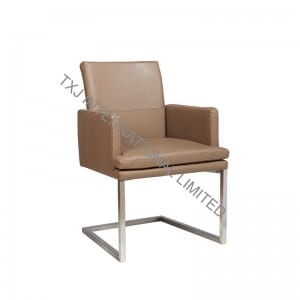 New Fashion Design for Metal Computer Desk -<br />
 TORONTO-AR Split Leather Dining Arm Chair With Brushed Stainless Steel Frame - TXJ