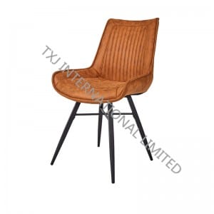 TC-1871 Vintage Fabric Dining Chair With Black Powder Coating Legs