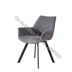 Factory Promotional Beautiful Coffee Table -<br />
 TC-1717 Fabric Dining Arm Chair With Black Powder Coating Legs - TXJ