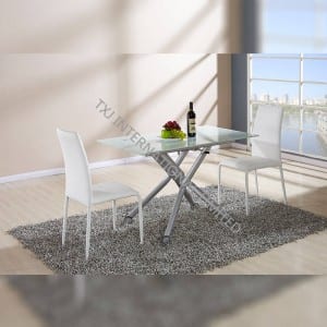 TD-1457 Tempered Glass With White Painting Dining Table