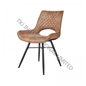 Good Quality Modern Round Glass Table -<br />
 TC-1873 Vintage Fabric Dining Chair With Black Powder Coating Legs - TXJ