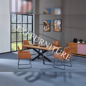 Manufactur standard Dining Set Table -<br />
 TD-1755 MDF Extension Table, metal frame, paper veneer top board - TXJ