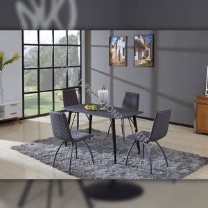 BD-1730 Factory Promotional Vintage Industry Style Grey Tempered Glass Dining Table