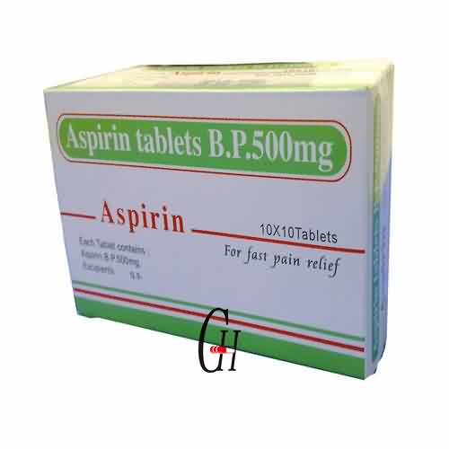 Os comprimidos de aspirina de 500 mg BP