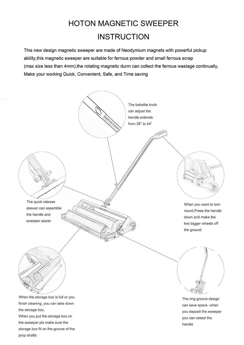 English Operating Instructions for Magnetic Sweepers