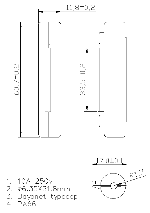 line fuse holder H3-70A Datasheet