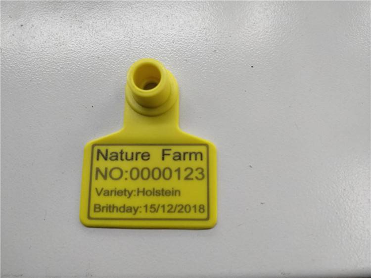 Marca de máquina de marcação a laser de fibra 20w na etiqueta auricular