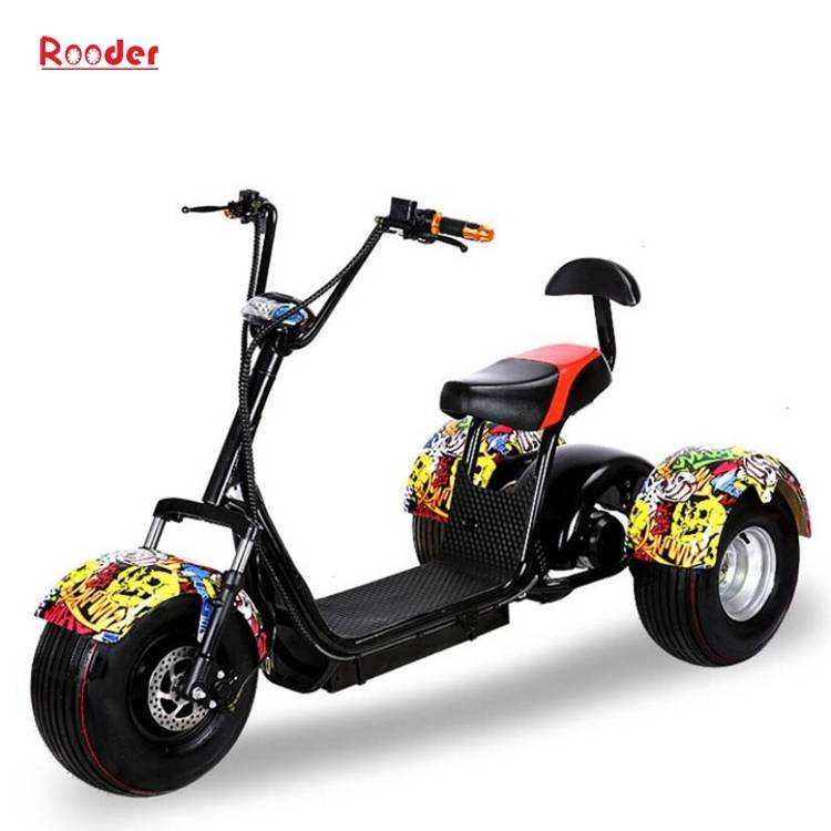 3 wheel electric scooter r804t with fat tire 60v lithium battery 1000w motor customized speed skillful colors black white red green pink yellow orange graffiti (3)