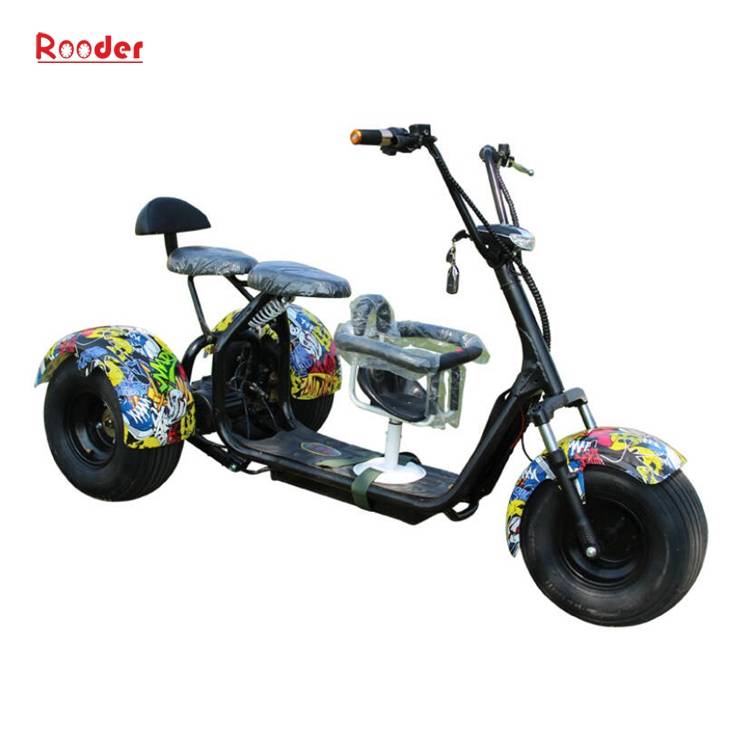 3 wheel electric scooter r804t with fat tire 60v lithium battery 1000w motor customized speed skillful colors black white red green pink yellow orange graffiti (5)