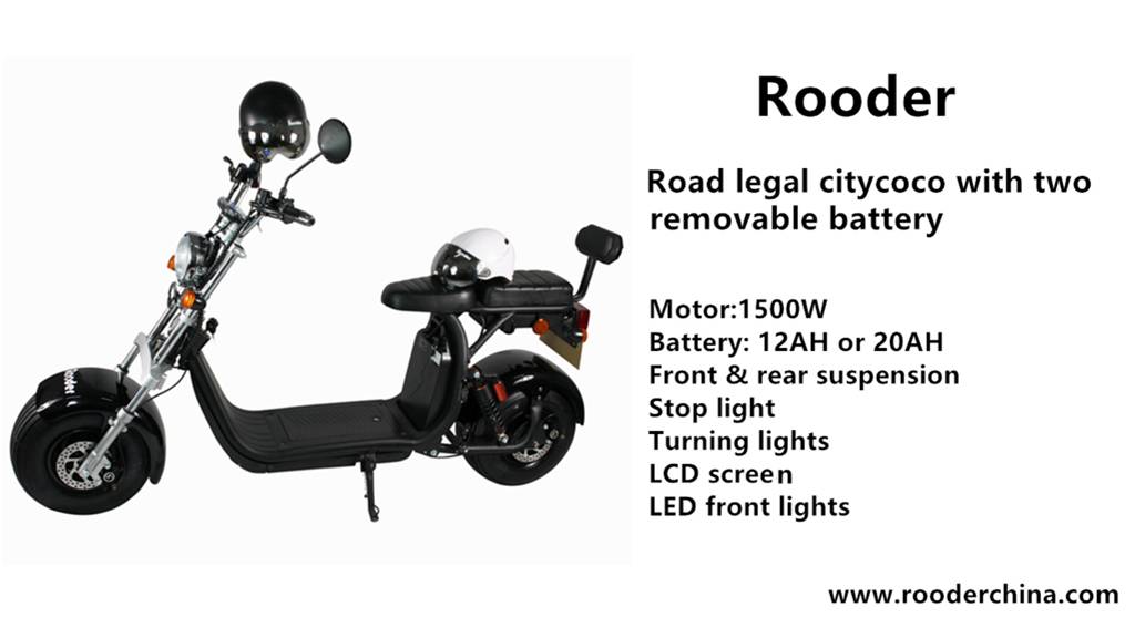 Rooder EEC & COC citycoco harley electric scooter ☆R36CP1000JA000001☆