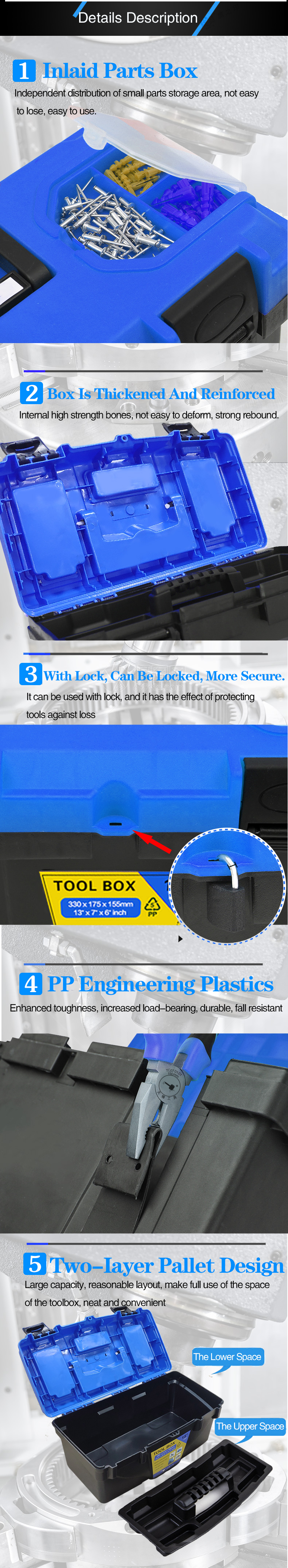 Portable plastic toolbox (9)