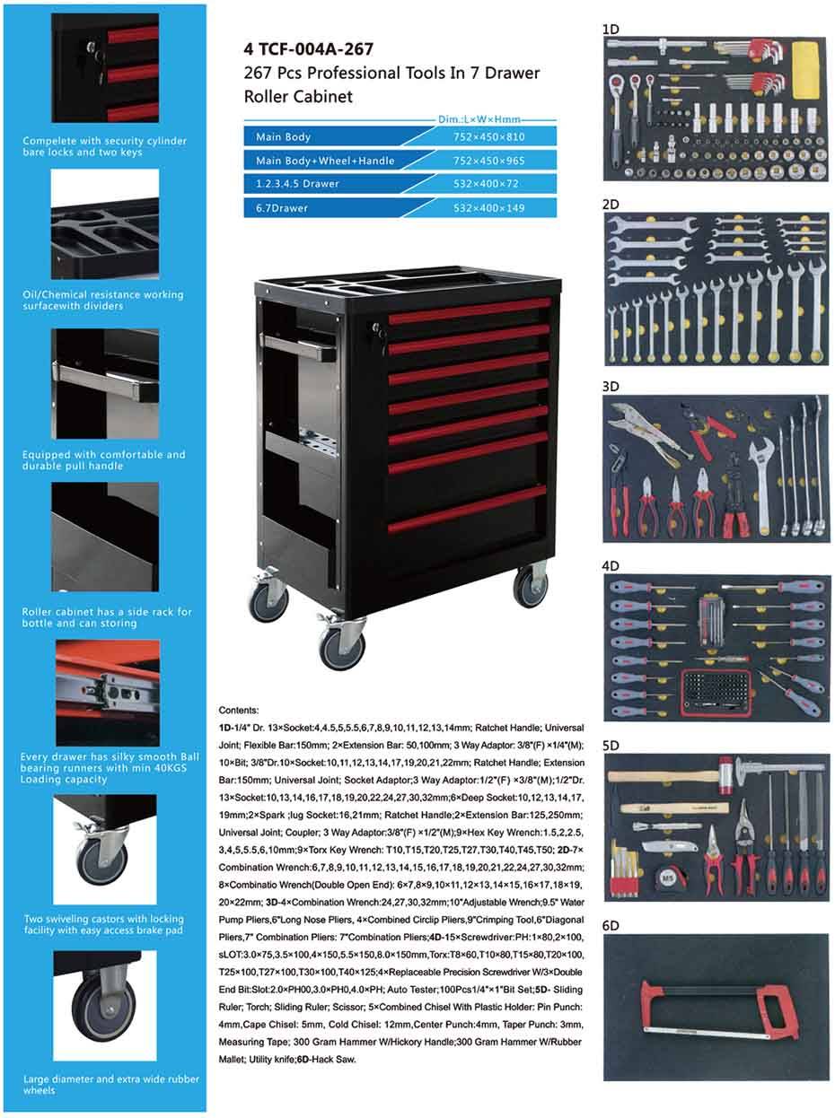 TCF-004A-267 Professional Tool Roller Cabinet In 7 Drawers-1
