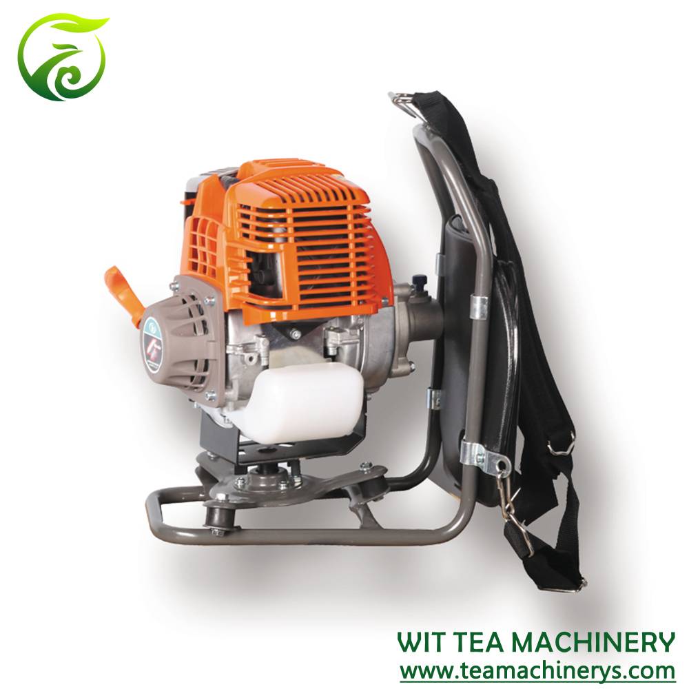 ZC-4C-S39 tea collection machine use HUASHENG 4 stroke engine, power 0.7kw, displacement 31CC, total weight about 9.2kg, cutting width 450, 500 and 600mm.