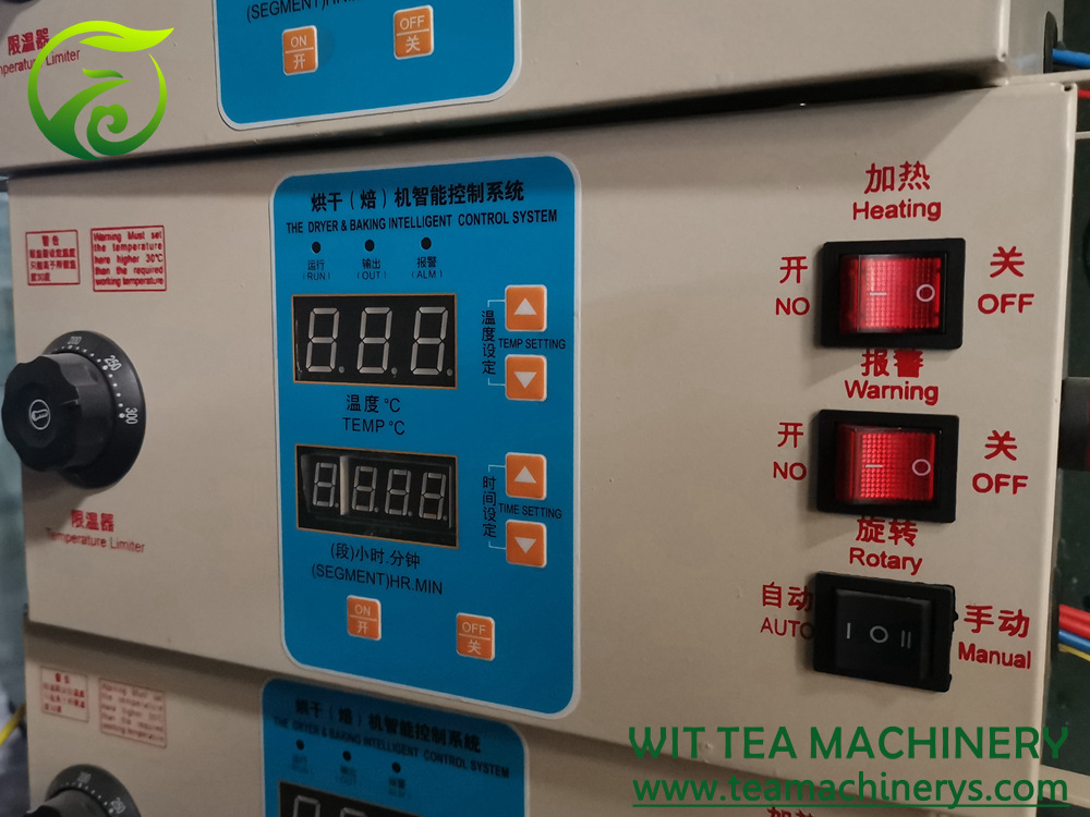 ZC-6CHZ-2 drying area about 2m², has 10 layers 50cm trays, capacity about 10 kg/time, use electric heating. We are tea machines factory manufacturer supplier.