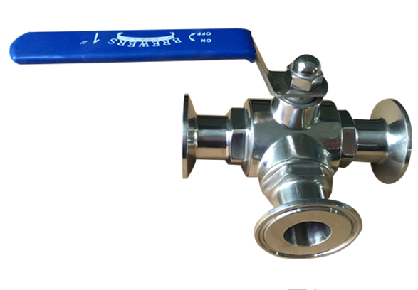 Big discounting Sanitary Brass Angle Valve -<br />
 Clamp Three Way Ball Valve - Kingnor